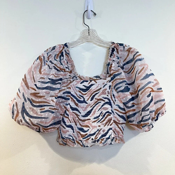 Saylor Teryn Smocked Printed Boho Puff Sleeve V Neck Two Piece Skirt Set S/M - Picture 9 of 9